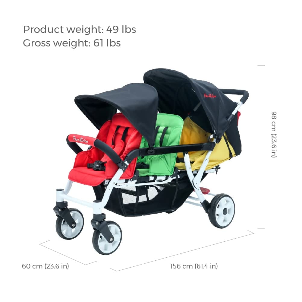3 Seat Stroller for Triplet with Infant Seat H3E Daycare Strollers f familidoo