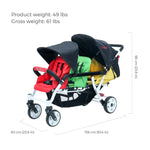 3 Seat Stroller - for Triplet with Infant Seat (H3E) Familidoo