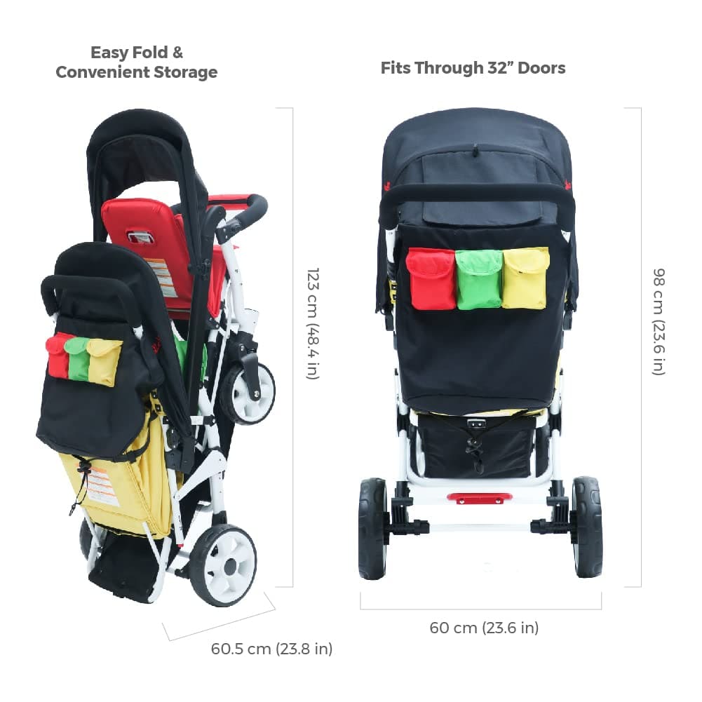 3 Seat Stroller - for Triplet with Infant Seat (H3E) Familidoo