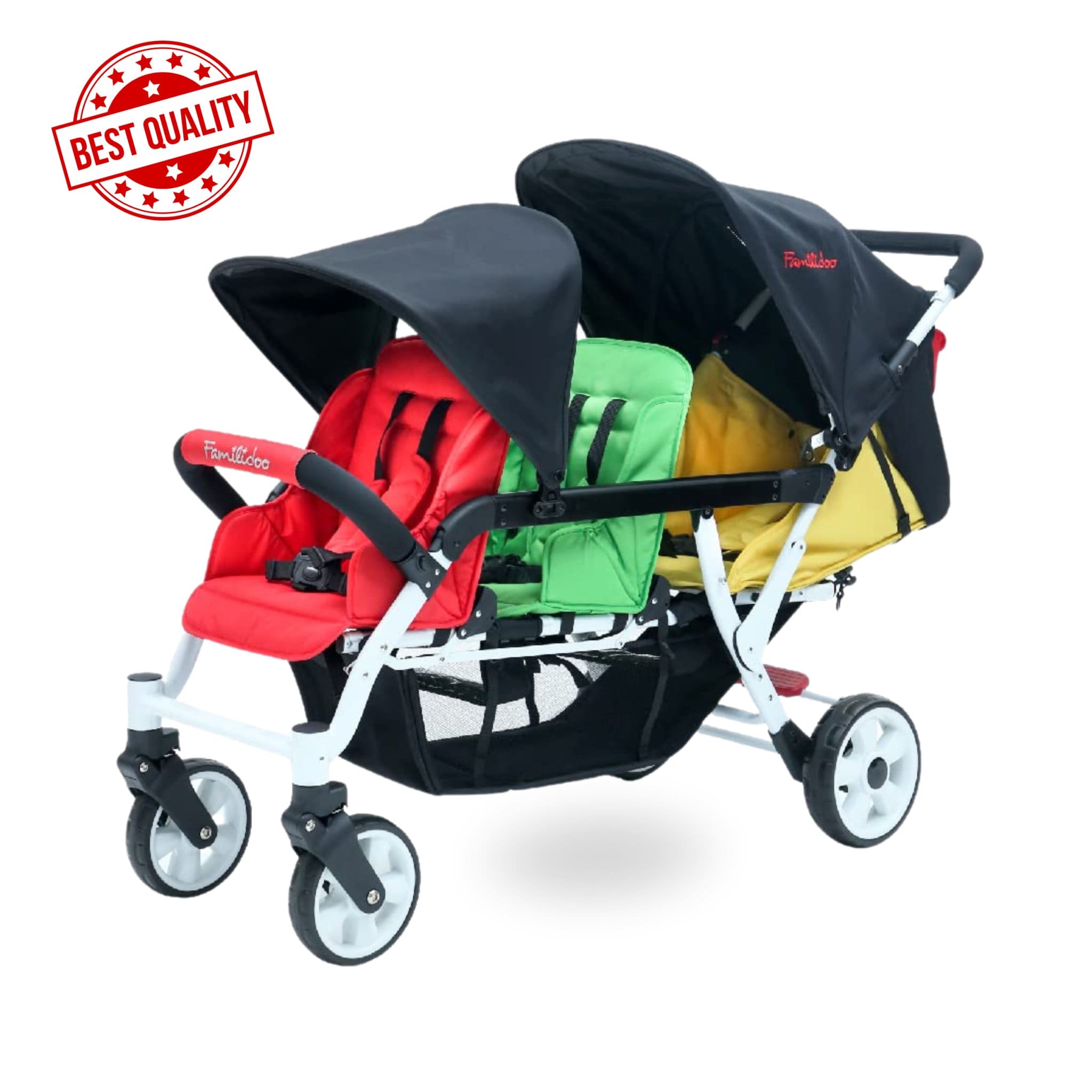 Stroller 3 Rider 3 Seat Stroller - for Triplet with Infant Seat (H3E) – familidoo.com