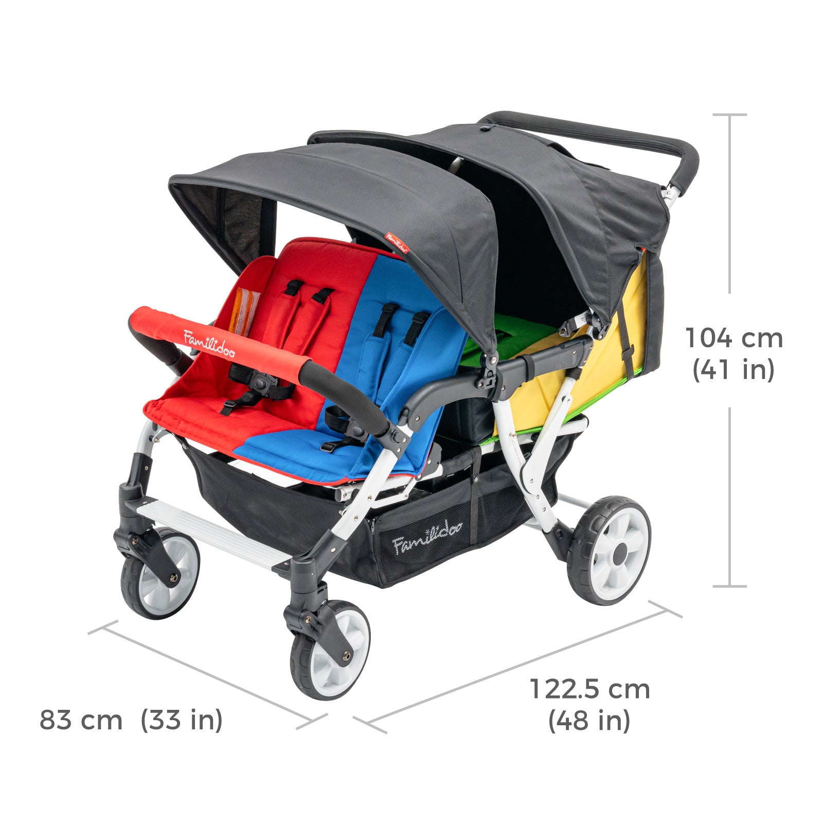 4 Seat Stroller For Quadruplet With Infant Seat H4E Daycare Stroller 4-seat-stroller-for-quadruplet-with-infant-seat-h4e-daycare-stroller