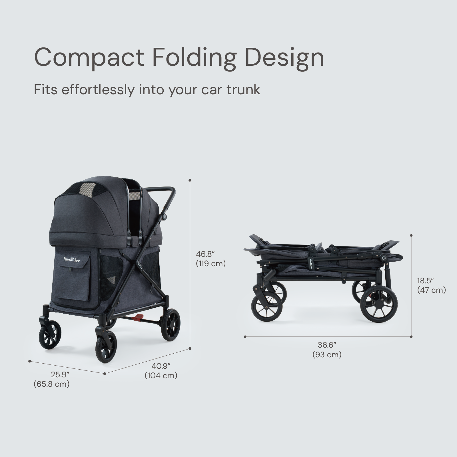 stroller wagon compact Familidoo Q2 Multi-Use Kids Wagon Stroller – Foldable, Lightweight & All-Terrain for Kids & Pets – 5-Point Safety Harness, Rain Cover & Compact Travel