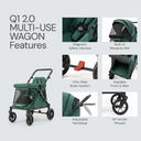 Q1 2.0 Stroller Wagon | Emerald Green, Included Rain Cover And Travel Bag