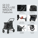Q1 2.0 Stroller Wagon | Charcoal Gray, Included Rain Cover And Travel Bag