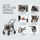 Q1 2.0 Stroller Wagon | Ash Rose, Included Rain Cover And Travel Bag
