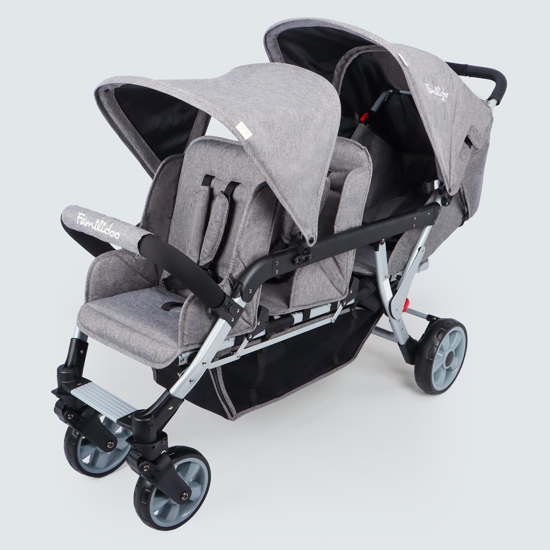 triplet stroller with car seat H3E 3-Seater Stroller – Familidoo Products Corp