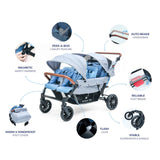 6 seat stroller daycare stroller 6 seater blue gray