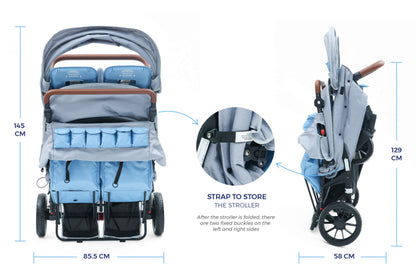 Bus Luxury Stroller6 Seat Stroller - Luxurious Bright Blue Wagon