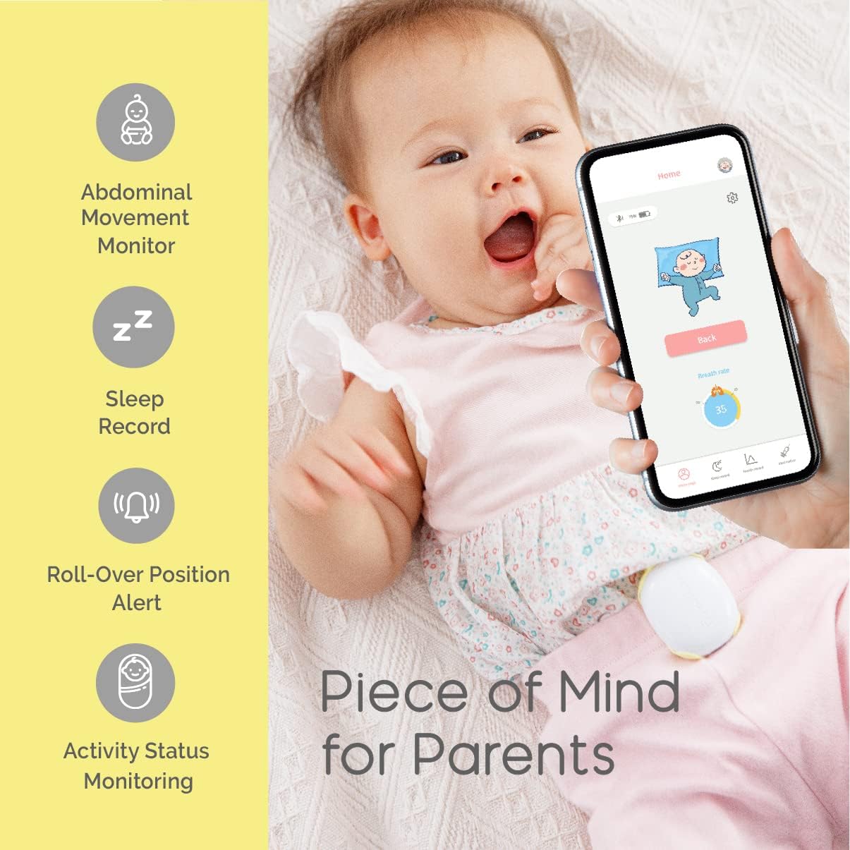 Baby MonitorsBabyCare Device - Sensor Monitor for Sleeping on Stomach AlertGO-CW4I-ZJWR