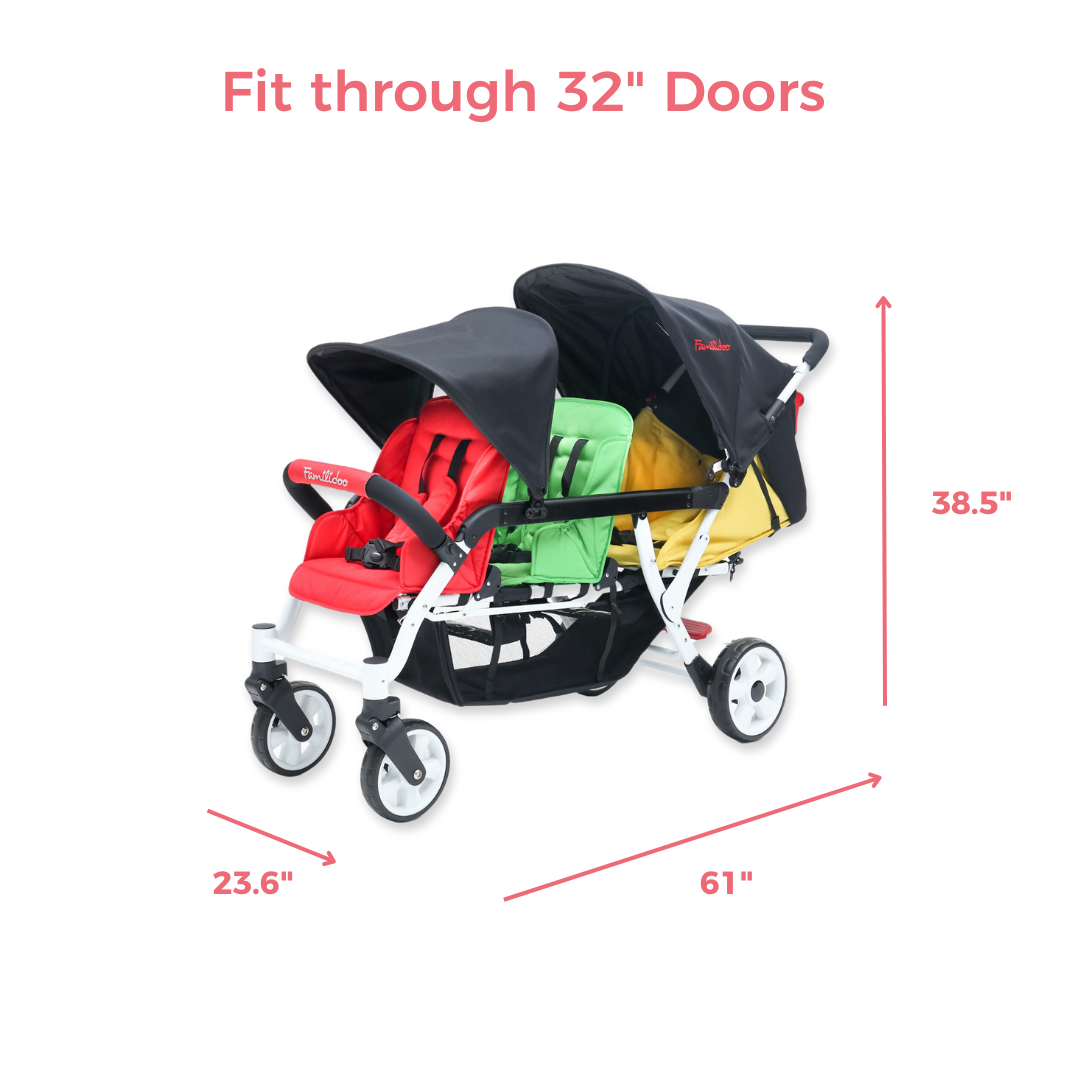 3 Seat Stroller for Triplet with Infant Seat H3E Daycare Strollers f familidoo